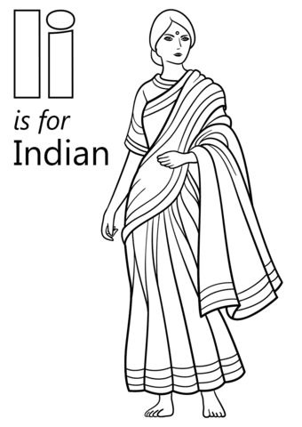 Letter I Is For Indian Coloring Page